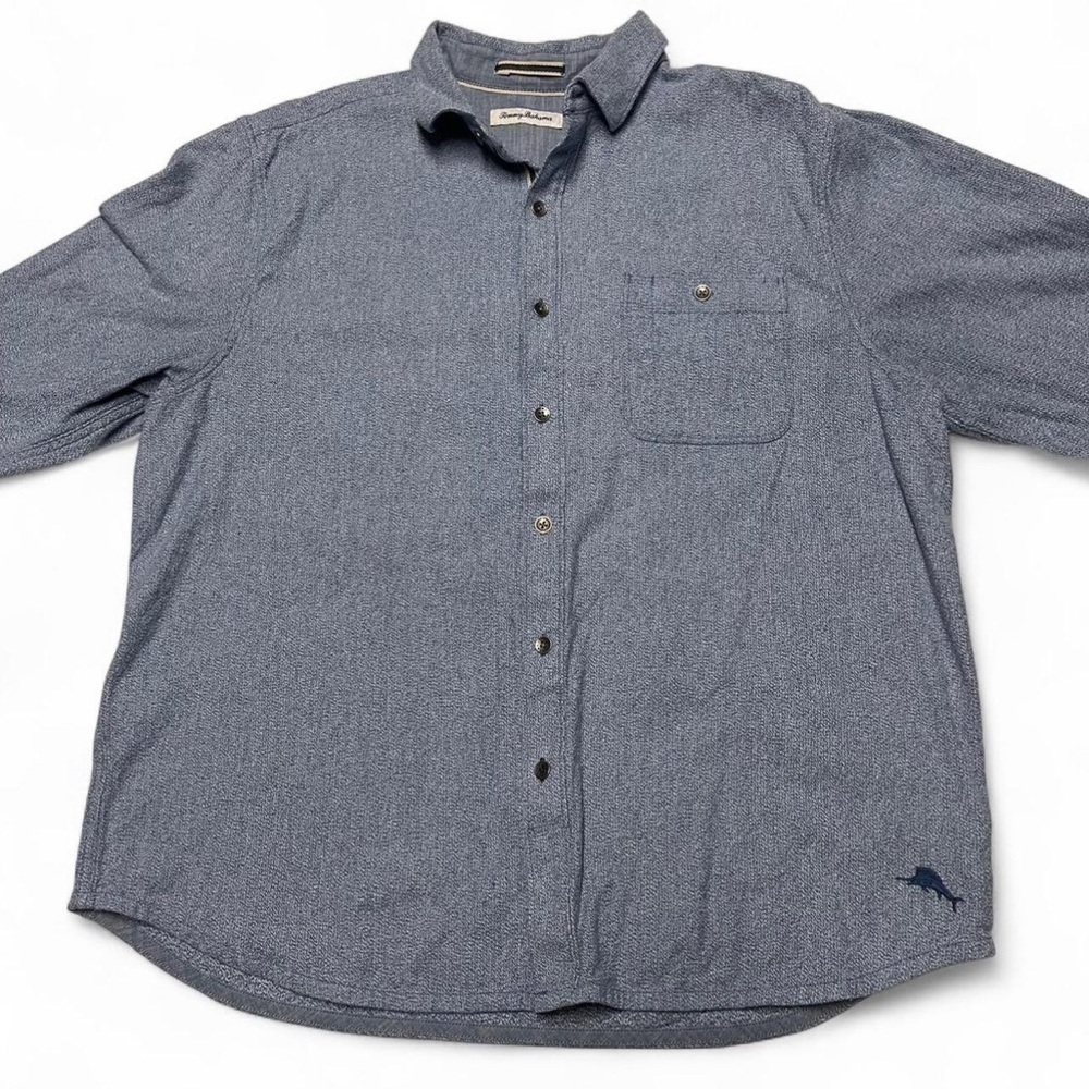 Tommy Bahama Men’s XL Blue Button Down Long Sleeve Front Pocket 100% Cotton